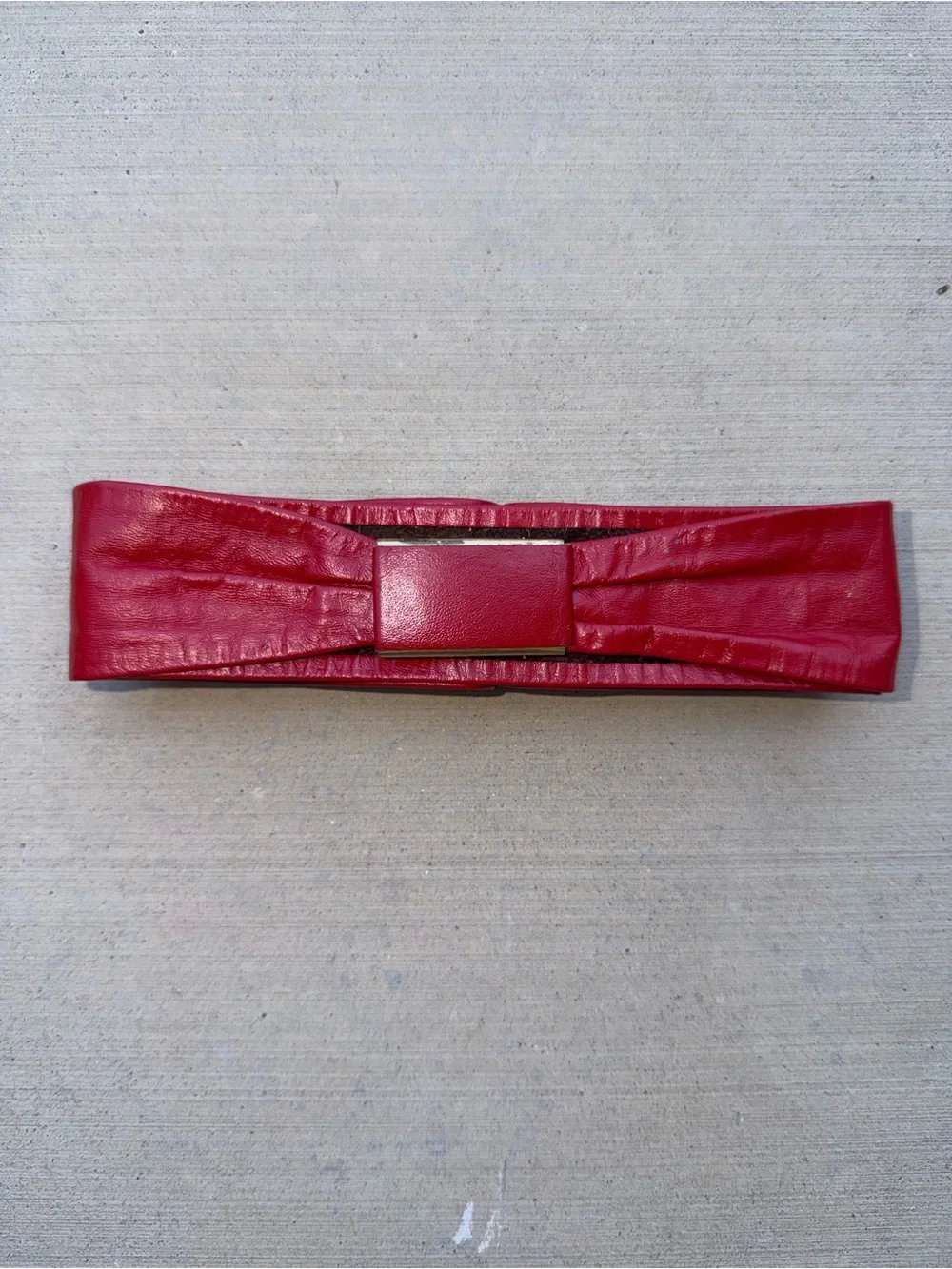 Vintage Red Leather Bow Style Waist Belt
